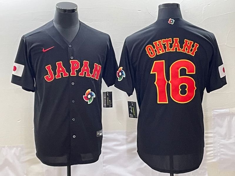 Men 2023 World Cub Japan #16 Ohtani Black Nike MLB Jersey11->more jerseys->MLB Jersey